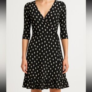 Lily Black and White Polkadot Long Sleeve Dress